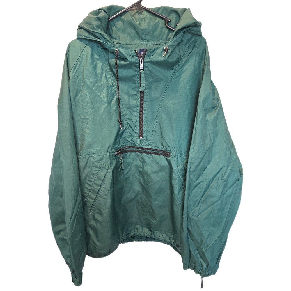 Vintage Gap Anorak Windbreaker Jacket Mens‎ Large Green Half Zip Hooded Pullover